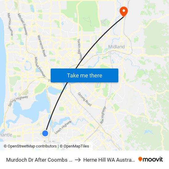 Murdoch Dr After Coombs Pl to Herne Hill WA Australia map