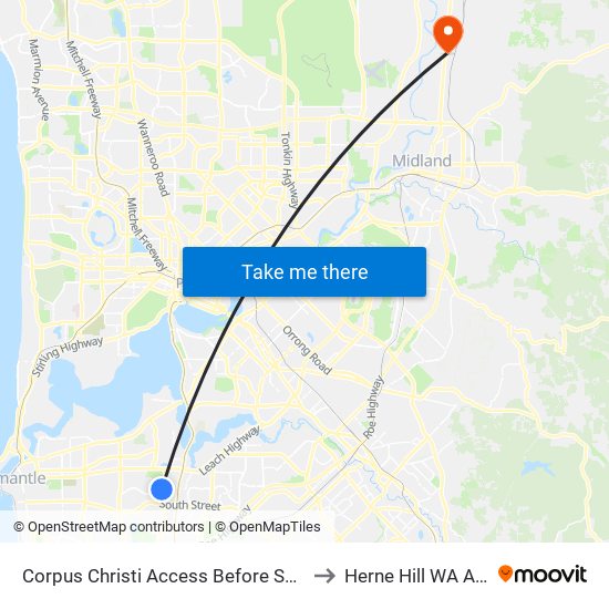 Corpus Christi Access Before Somerville Bvd to Herne Hill WA Australia map