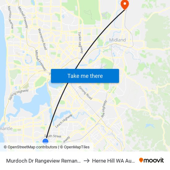 Murdoch Dr Rangeview Remand Centre to Herne Hill WA Australia map