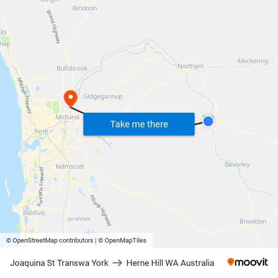 Joaquina St Transwa York to Herne Hill WA Australia map