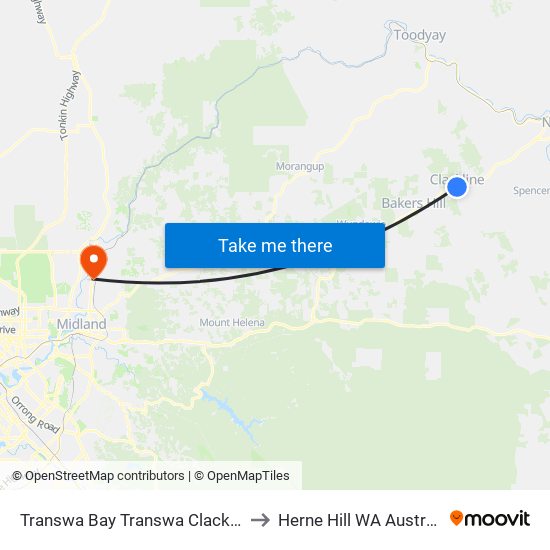 Transwa Bay Transwa Clackline to Herne Hill WA Australia map