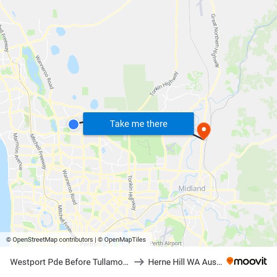 Westport Pde Before Tullamore Drive to Herne Hill WA Australia map