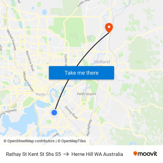 Rathay St Kent St Shs S5 to Herne Hill WA Australia map