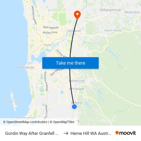 Gordin Way After Granfell Way to Herne Hill WA Australia map