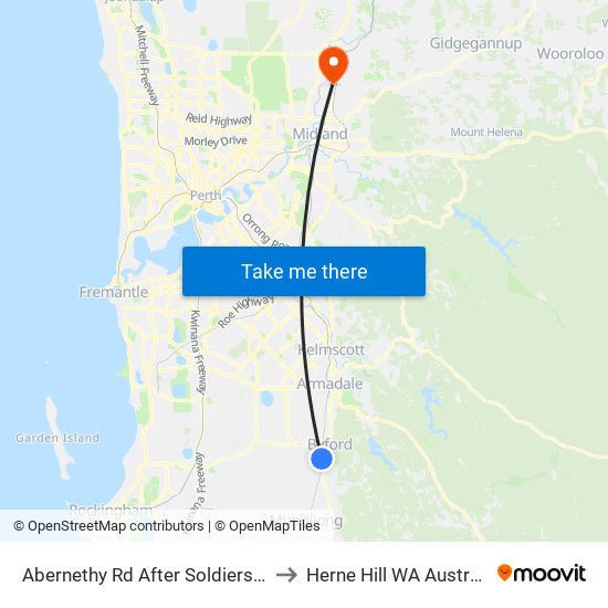 Abernethy Rd After Soldiers Rd to Herne Hill WA Australia map