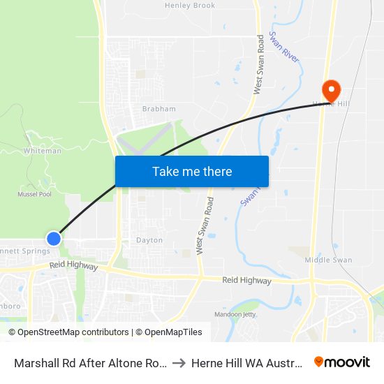 Marshall Rd After Altone Road to Herne Hill WA Australia map