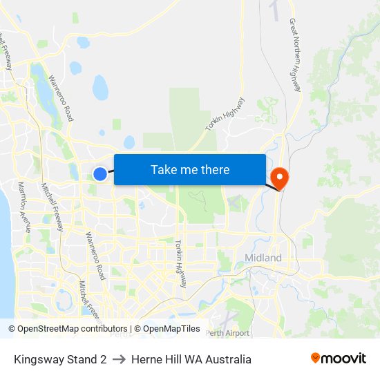 Kingsway   Stand 2 to Herne Hill WA Australia map