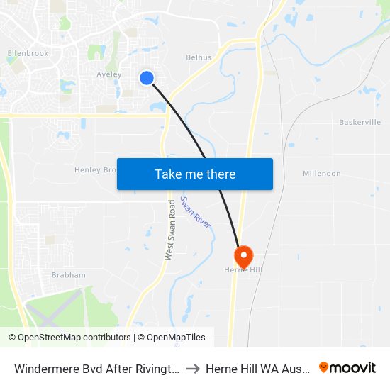 Windermere Bvd After Rivington Ent to Herne Hill WA Australia map