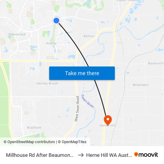 Millhouse Rd After Beaumonde Gra to Herne Hill WA Australia map