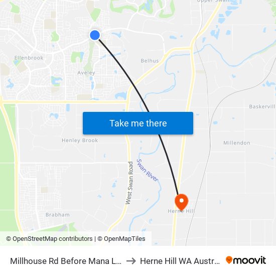 Millhouse Rd Before Mana Lane to Herne Hill WA Australia map