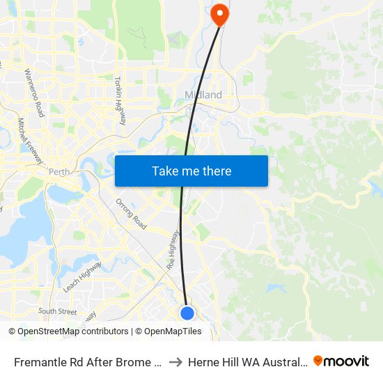 Fremantle Rd After Brome St to Herne Hill WA Australia map