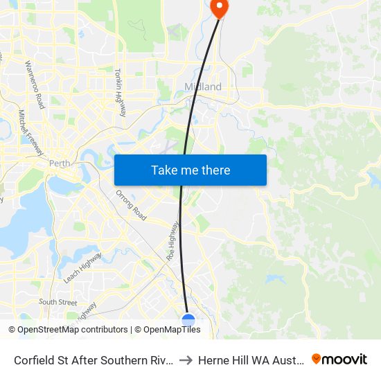 Corfield St After Southern River Rd to Herne Hill WA Australia map