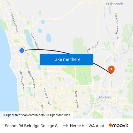 School Rd Belridge College Stand 2 to Herne Hill WA Australia map