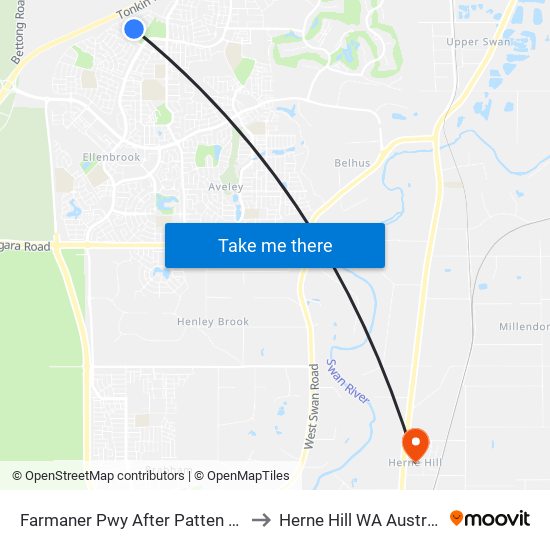 Farmaner Pwy After Patten Way to Herne Hill WA Australia map