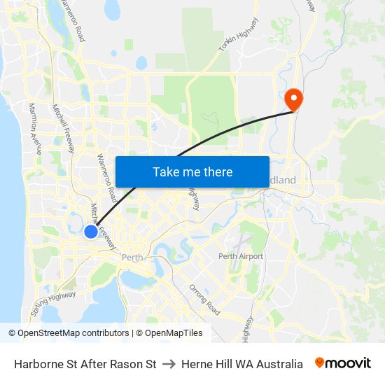 Harborne St After Rason St to Herne Hill WA Australia map