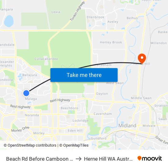 Beach Rd Before Camboon Rd to Herne Hill WA Australia map