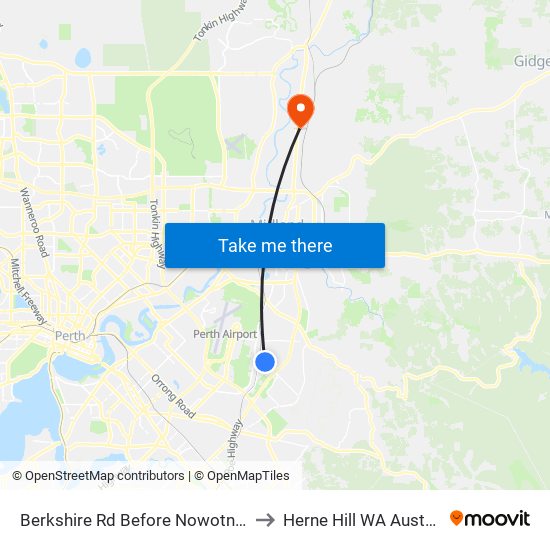 Berkshire Rd Before Nowotny Wy to Herne Hill WA Australia map