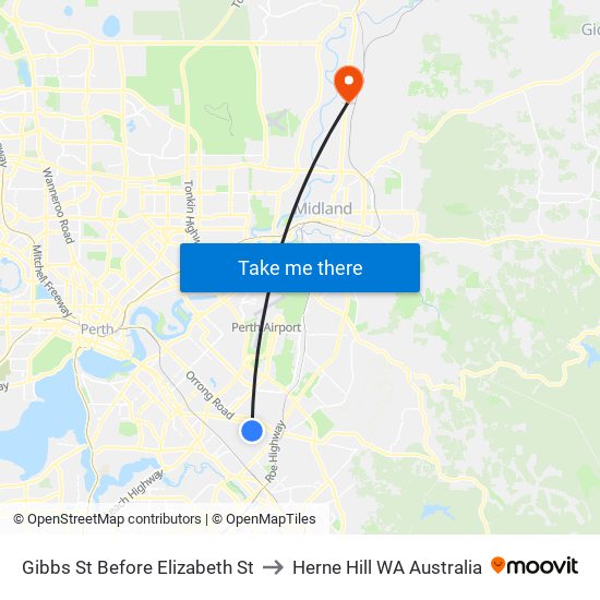 Gibbs St Before Elizabeth St to Herne Hill WA Australia map