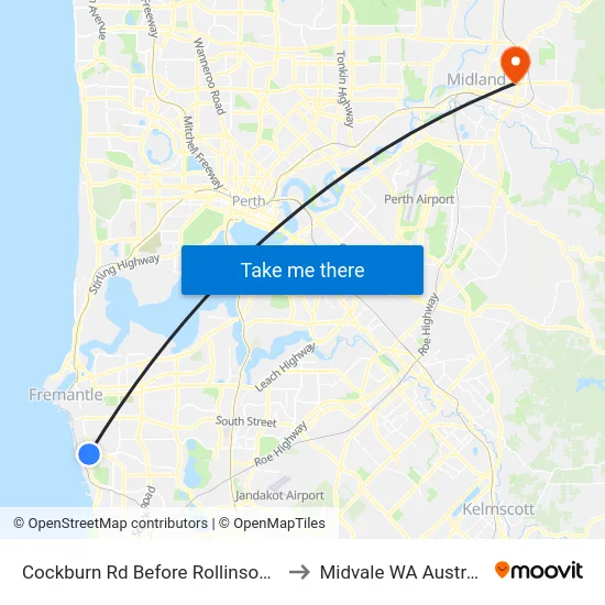 Cockburn Rd Before Rollinson Rd to Midvale WA Australia map