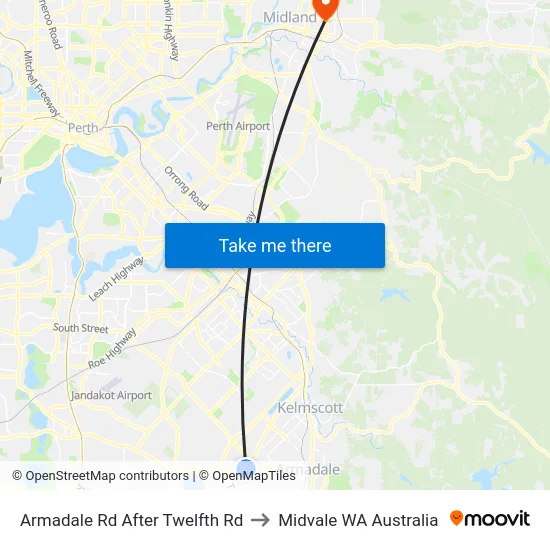 Armadale Rd After Twelfth Rd to Midvale WA Australia map