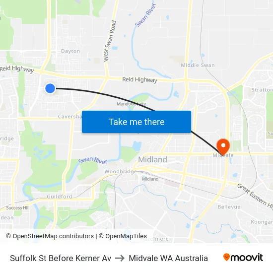 Suffolk St Before Kerner Av to Midvale WA Australia map