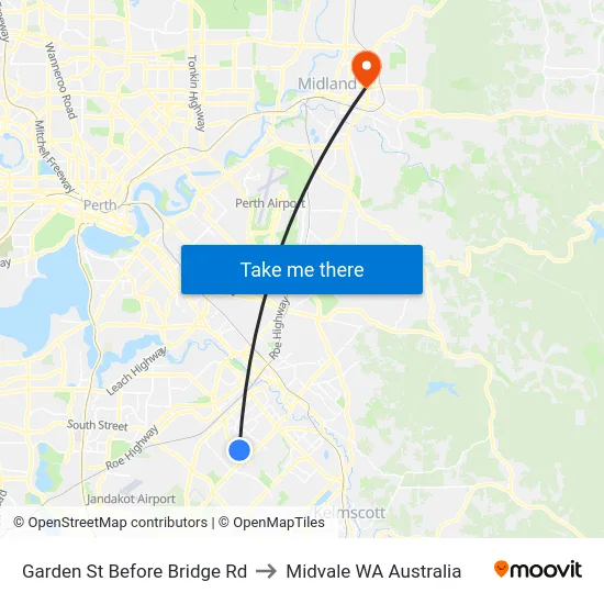 Garden St Before Bridge Rd to Midvale WA Australia map