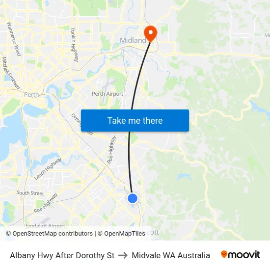 Albany Hwy After Dorothy St to Midvale WA Australia map