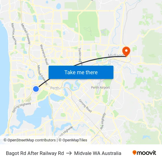 Bagot Rd After Railway Rd to Midvale WA Australia map