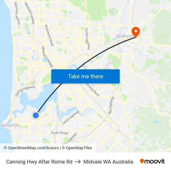 Canning Hwy After Rome Rd to Midvale WA Australia map
