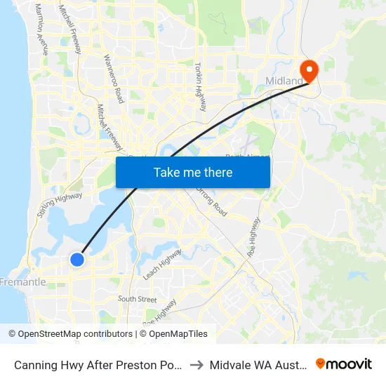 Canning Hwy After Preston Point Rd to Midvale WA Australia map