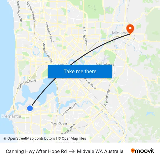 Canning Hwy After Hope Rd to Midvale WA Australia map