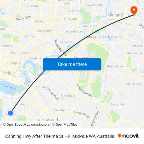Canning Hwy After Thelma St to Midvale WA Australia map