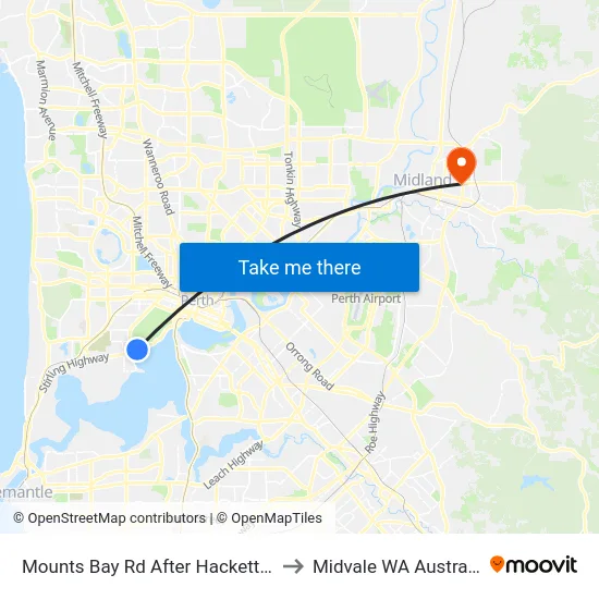 Mounts Bay Rd After Hackett Dr to Midvale WA Australia map