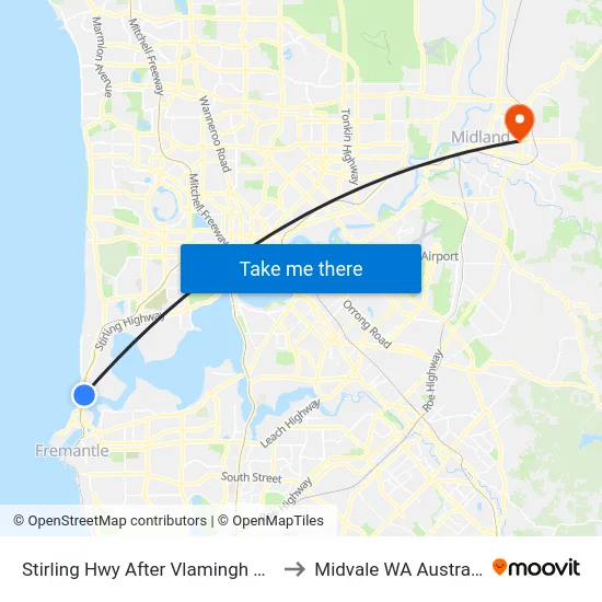 Stirling Hwy After Vlamingh Pde to Midvale WA Australia map