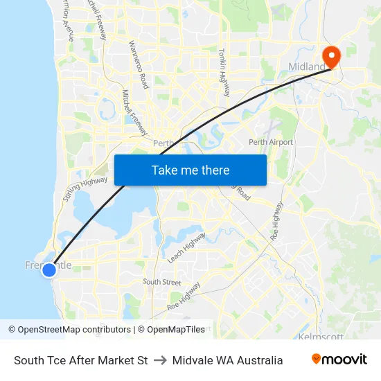 South Tce After Market St to Midvale WA Australia map