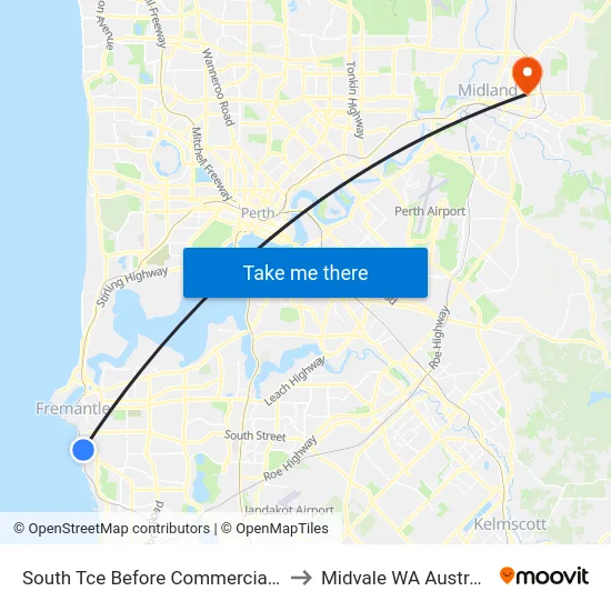 South Tce Before Commercial St to Midvale WA Australia map