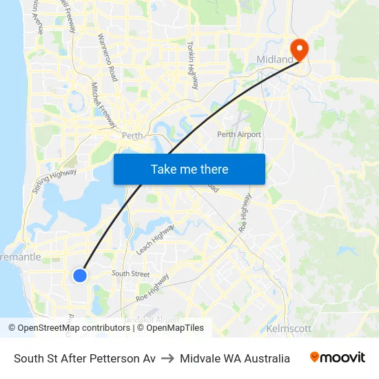 South St After Petterson Av to Midvale WA Australia map