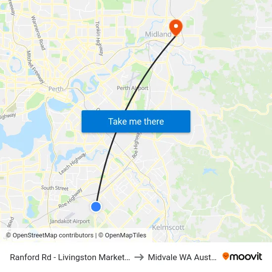 Ranford Rd - Livingston Marketplace to Midvale WA Australia map