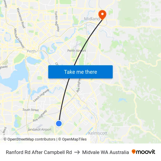 Ranford Rd After Campbell Rd to Midvale WA Australia map