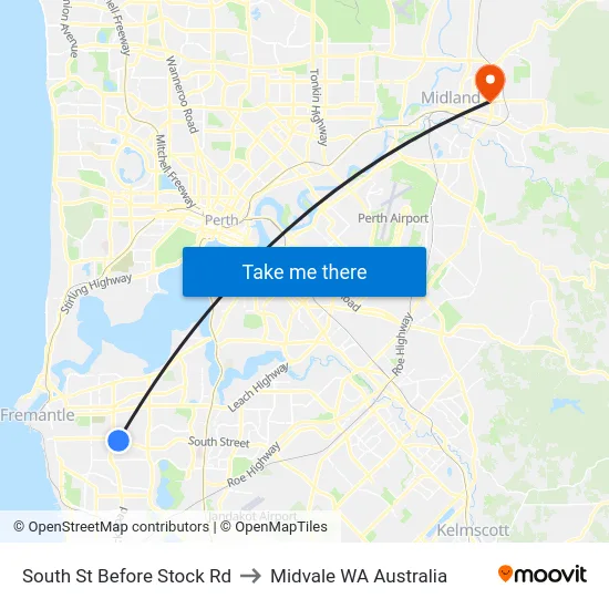 South St Before Stock Rd to Midvale WA Australia map