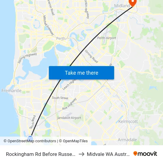 Rockingham Rd Before Russell Rd to Midvale WA Australia map