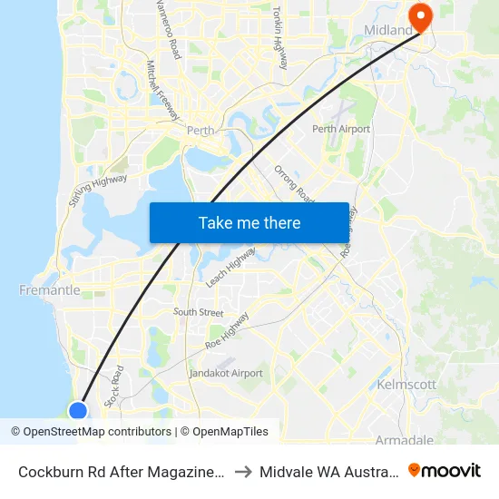 Cockburn Rd After Magazine Ct to Midvale WA Australia map