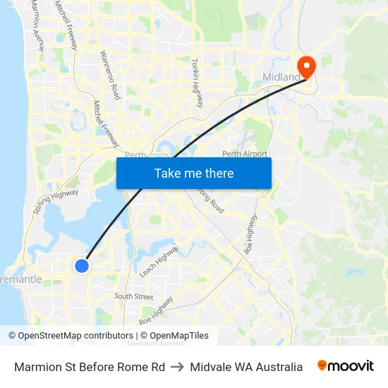 Marmion St Before Rome Rd to Midvale WA Australia map