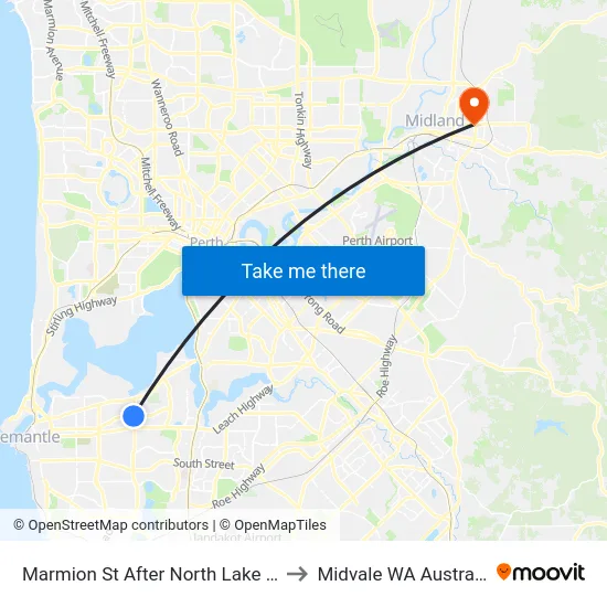 Marmion St After North Lake Rd to Midvale WA Australia map