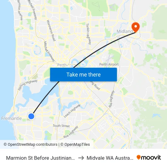 Marmion St Before Justinian St to Midvale WA Australia map
