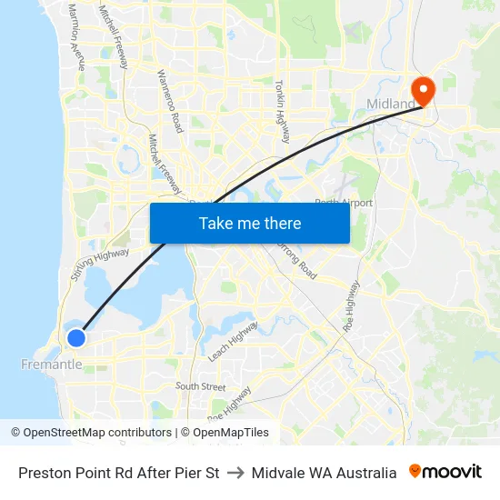 Preston Point Rd After Pier St to Midvale WA Australia map
