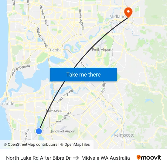 North Lake Rd After Bibra Dr to Midvale WA Australia map