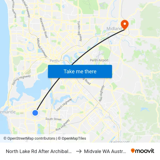 North Lake Rd After Archibald St to Midvale WA Australia map