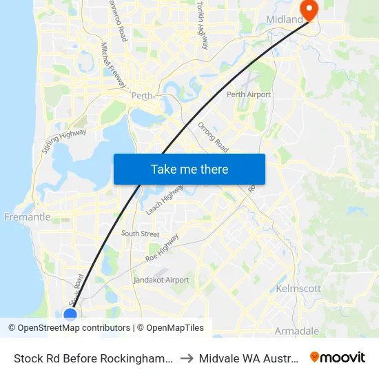 Stock Rd Before Rockingham Rd to Midvale WA Australia map