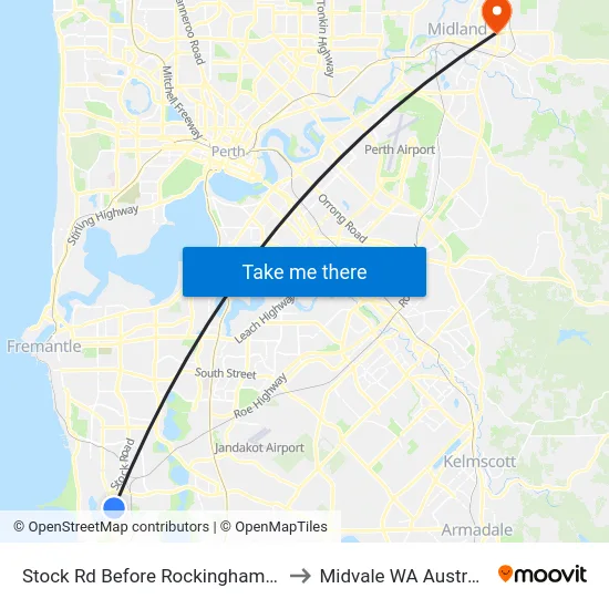 Stock Rd Before Rockingham Rd to Midvale WA Australia map